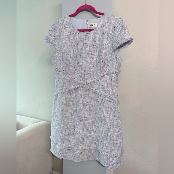 Eliza J Dresses & Skirts - Eliza J Light blue Multicolor Tweed Cap Sleeve Dress Sz 14